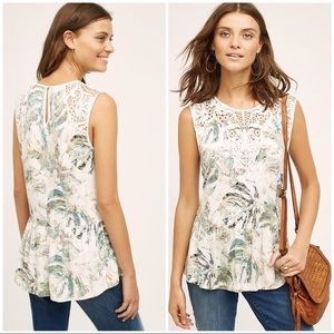 Anthropologie Meadow Rue Lia crochet trim Top L